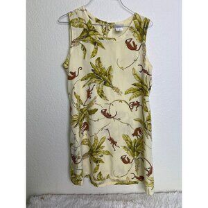Peppermint Bay Monkey Shift Dress Bananas Palm Trees Hawaiian Tropical Cruise